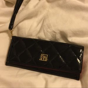 Black patent leather clutch